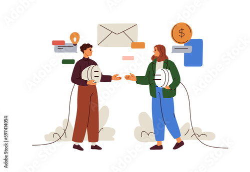Making business connections, finding partner for cooperation. Perfect match, synergy. Collaboration, unity, professional solution concept. Flat graphic vector illustration isolated on white background