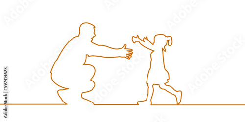 happy father day, golden art line and vector illustration