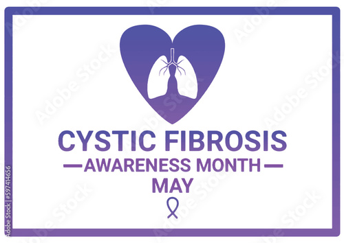 Cystic fibrosis awareness month in May. Vector web banner for social media, poster, card, flyer. Text National cystic fibrosis awareness month, may.