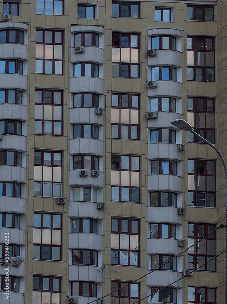 panel house in moscow with windows