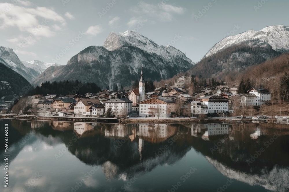 Reutte, a town in the Tirol region of Austria. Generative AI