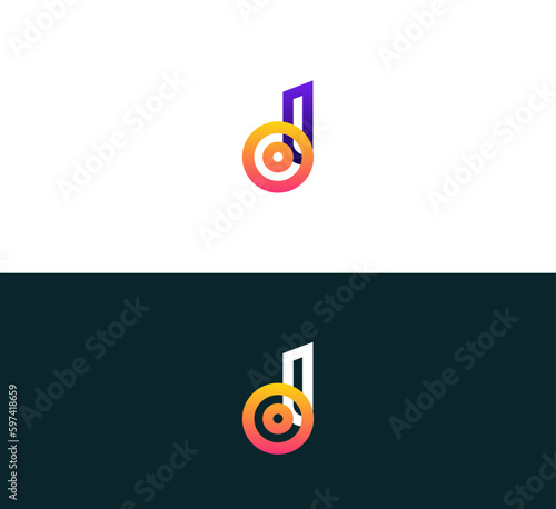 Letter D logo icon design template elements. 3D colorful D letter logo.