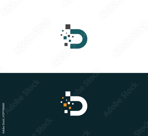 Letter D logo icon design template elements. Technology D letter logo.