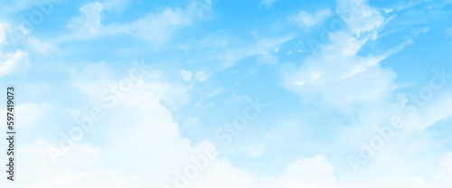 Pastoral landscape with soft clouds on blue sky. Beautiful blue sky with clouds in background.