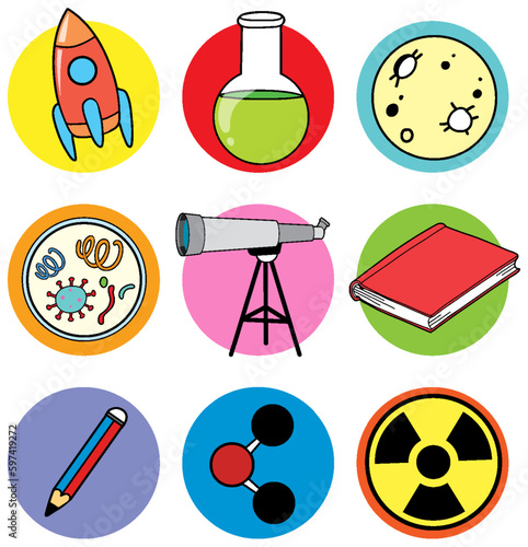 Colorful Science Icons Vector Set