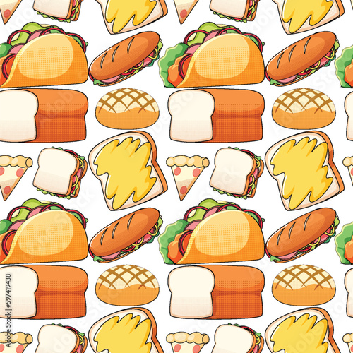 Breakfast Food Vector Seamless Pattern