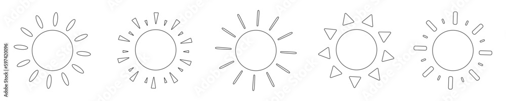summer sun line vector icons summer sun line vector icons