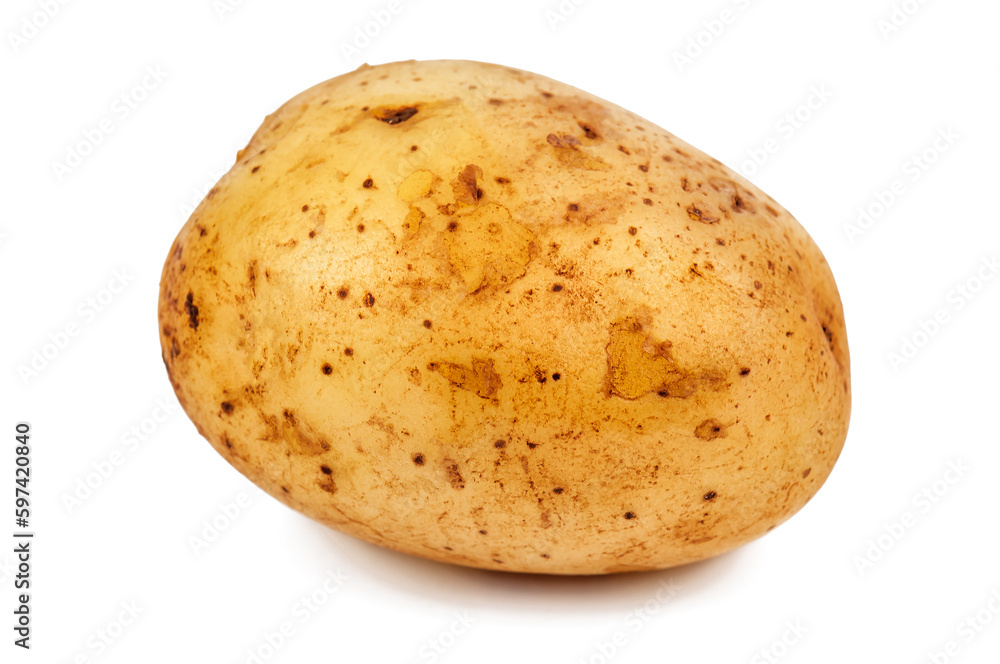 Ripe raw yellow potato on white background Ripe raw yellow potato on white background