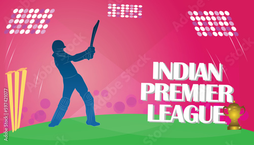 Vector illustration of Cricket Tournament social media story feed mockup template, India Premier League