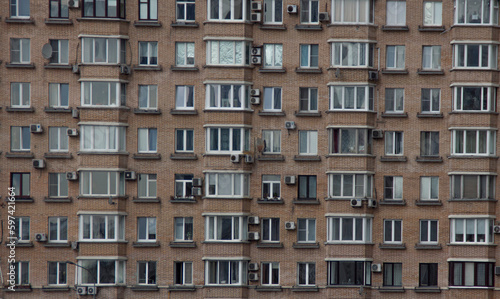 Canvas Print panel house in moscow with windows