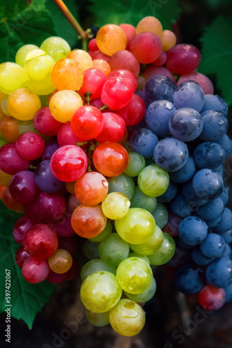 Bright grapes of rainbow colors, Lgbtq symbols, ai generative