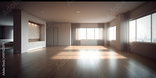 Wallpaper Mural Empty modern room design, stock photo, real estate, room design, web design, interior, Generative AI Torontodigital.ca