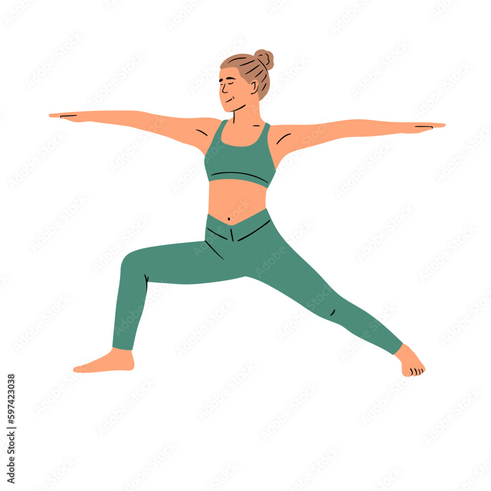 Jeune femme qui fait du yoga, sport à la maison