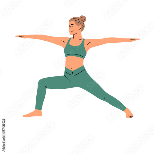 Jeune femme qui fait du yoga, sport à la maison