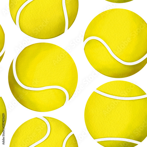 Seamless pattern of tenis balls, active and spoert background © masanyanka