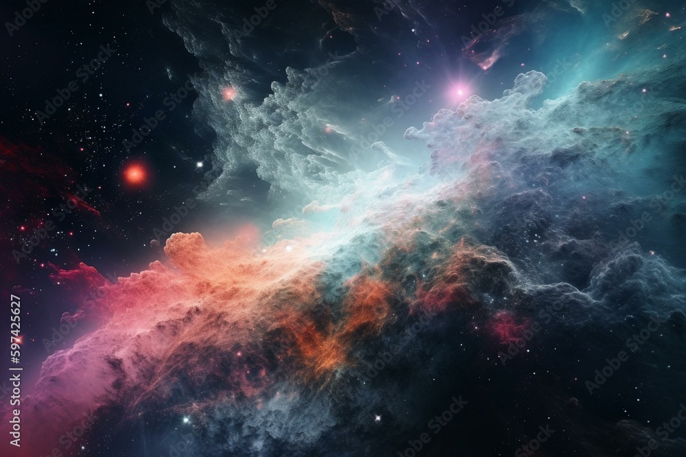 Colorful abstract space with stars and nebula in the sky. Generative AI