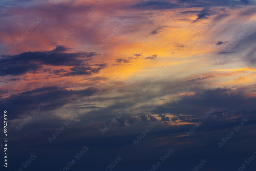 beautiful sky with clouds  at sunset