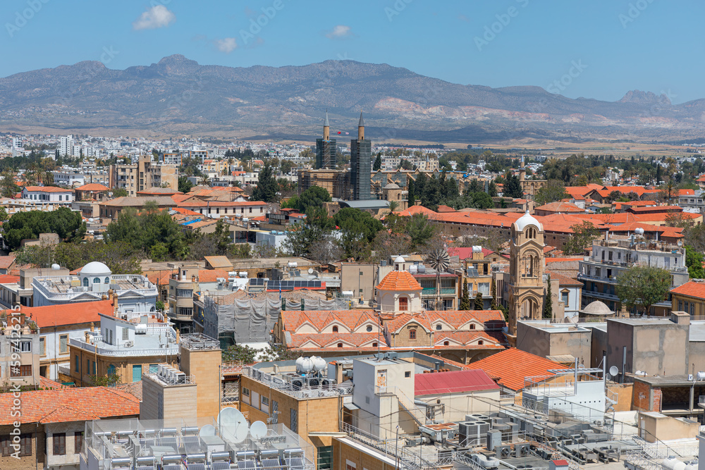Turkish Nicosia panorama in North Cyprus