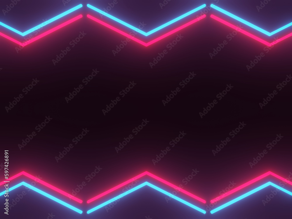 Abstract Blue and red neon glow-in-the-dark background image with copy space at the center, 3D Rendering Abstract Blue and red neon glow-in-the-dark background image with copy space at the center, 3D Rendering
