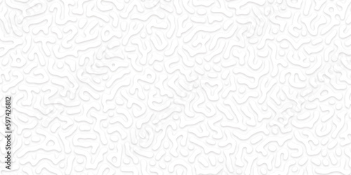 White funny 3D line doodle seamless pattern. Creative minimalist style art background or trendy design with basic shapes. Modern impasto paint stroke backdrop.