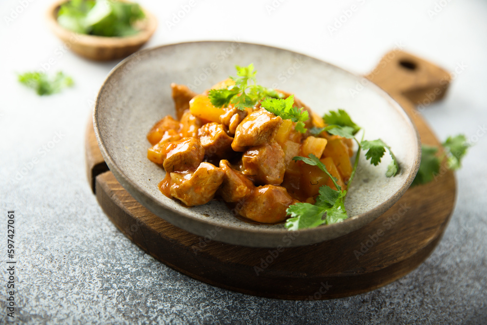 Homemade turkey ragout with pineapple Homemade turkey ragout with pineapple
