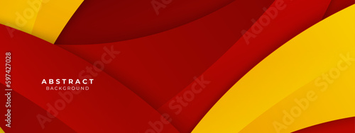 Modern red and yellow geometric shapes 3d abstract technology background. Vector abstract graphic design banner pattern presentation background web template.
