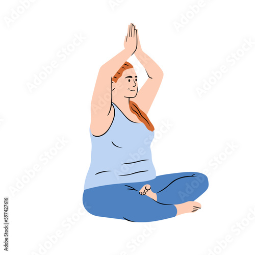 Femme qui fait du yoga, sport à la maison