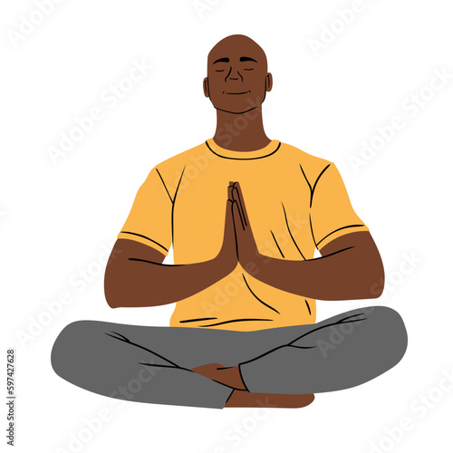 Homme noir qui fait une posture de yoga assis