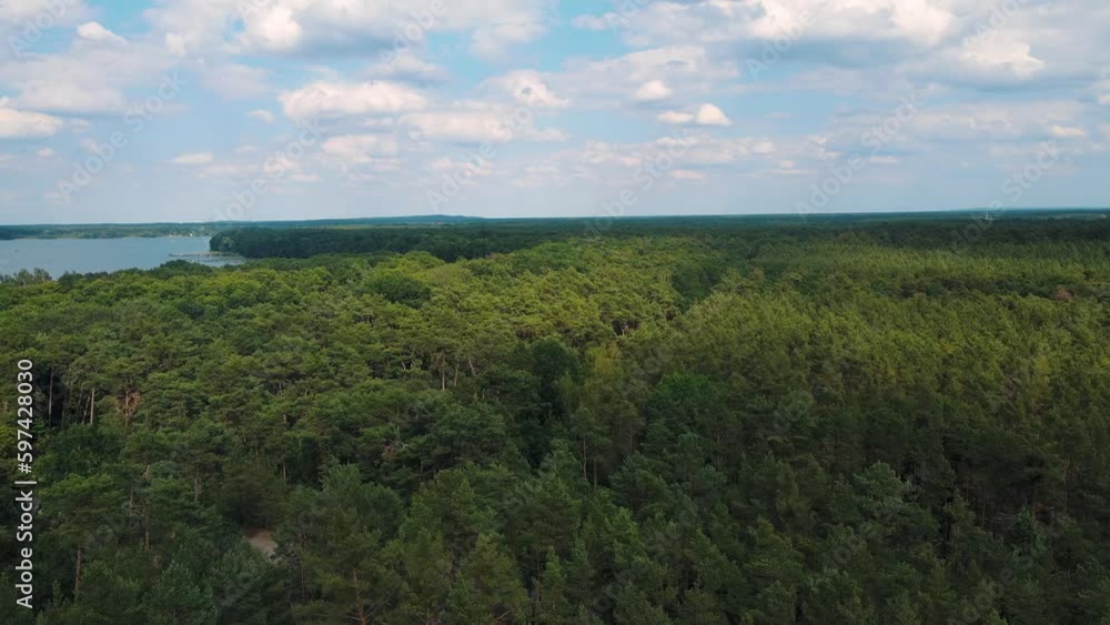 Aerial landscape of forest by Muggelsee in East Treptow Berlin Germany Aerial landscape of forest by Muggelsee in East Treptow Berlin Germany