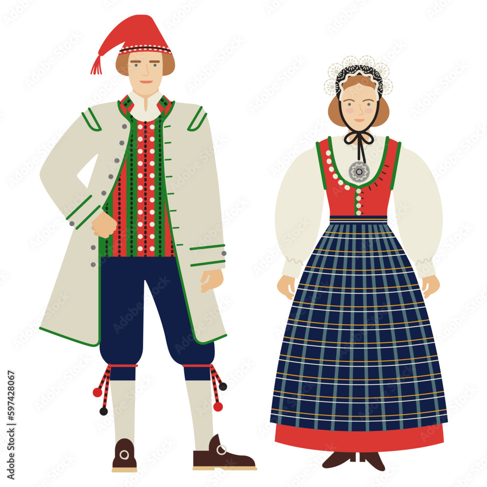 girl and  young man in folk Danish costume