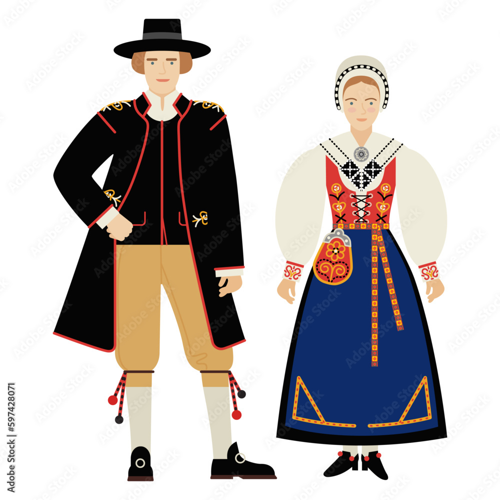 girl and young man in a folk Swedish costume