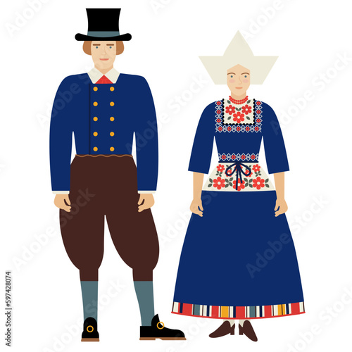 girl and young man in  Dutch folk costume