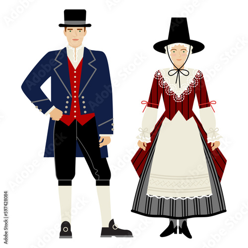 girl and young man in folk English costume