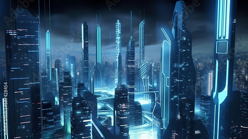 Futuristic City of the Future: A Vision of Advanced Technology, Sleek Architecture, and Cutting-Edge Urban Design Innovation - Generative AI
