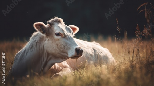 Cow on the grass in a field