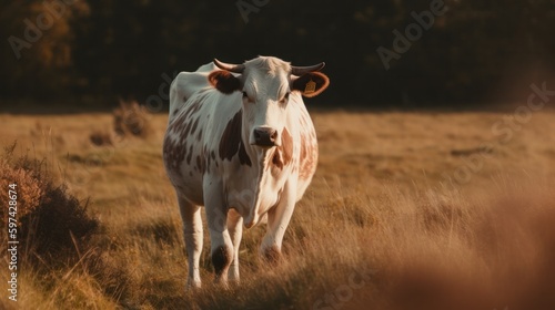cow on the pasture in a field