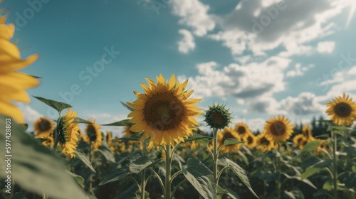 sunflower field in the summer