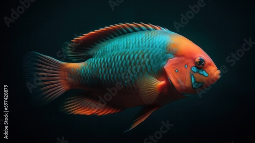 aquarium parrot fish