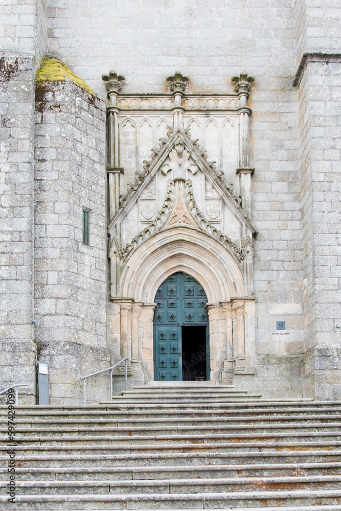 Main entrance to Guarda cathedral, in Portugal