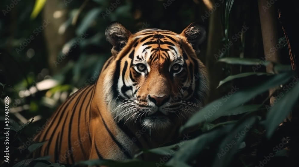 tiger in the tropical forest. Generative AI