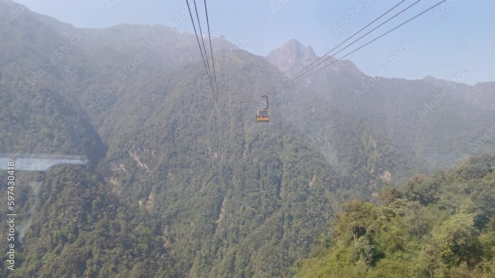 A beautiful aerial view from Fansipan cable car in Vietnam A beautiful aerial view from Fansipan cable car in Vietnam