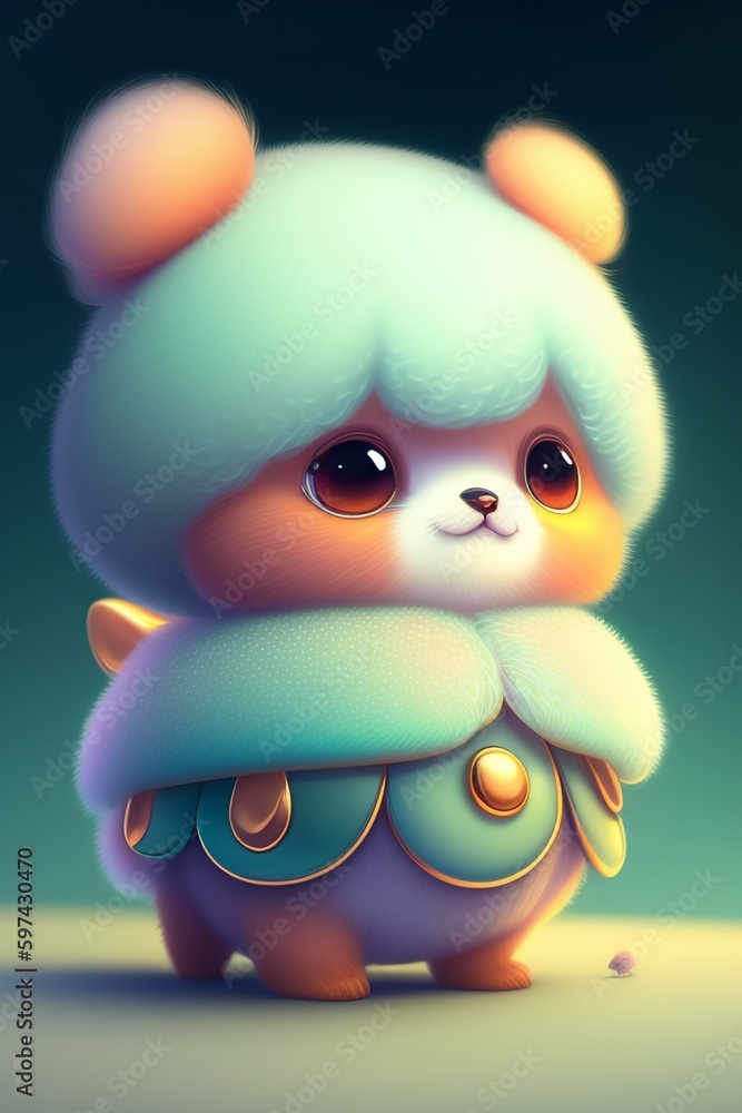Obraz premium ( ( ( ( ( 1 2 0 5 0 cute teddy bear, muted colors, ) ) ) ) ) !!!!!!!!!!!!!!!!!!!!!!!!!!!!!! holding wild flowers, bright colors in the anime style, digital art, artstation