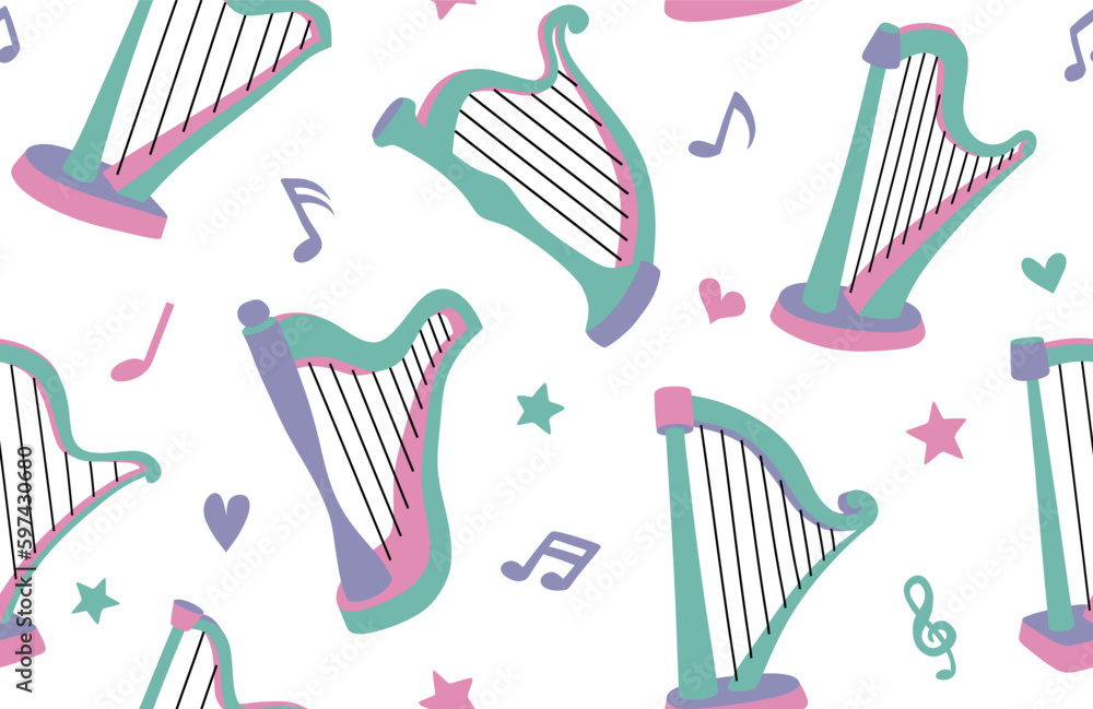 harp seamless pattern. harp seamless pattern.