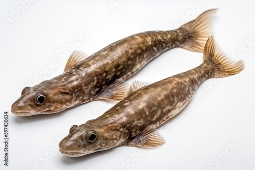two brown fish swimming in clear water. Generative AI