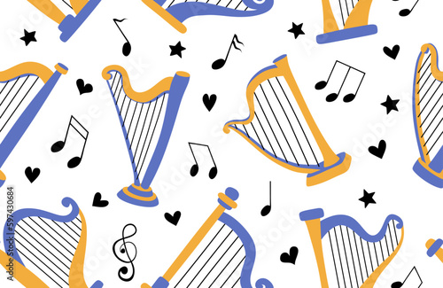 harp seamless pattern. 