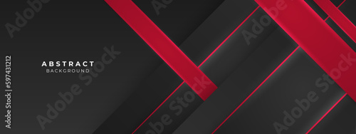 Abstract black and red geometric shapes 3d background. Vector illustration abstract graphic design banner pattern presentation background wallpaper web template.