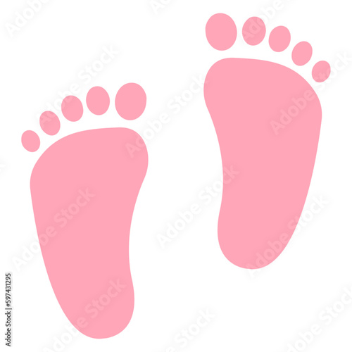 Baby girl footprint icon. Vector flat illustration