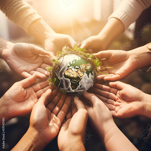 corporate concept to invest in the environment social plants and hands