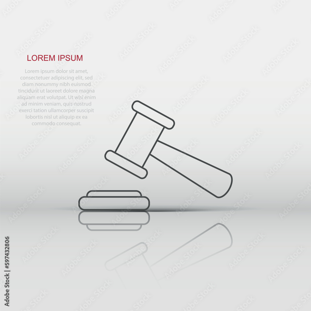 Vector auction hammer icon in flat style. Court tribunal sign illustration pictogram. Hammer business concept. Vector auction hammer icon in flat style. Court tribunal sign illustration pictogram. Hammer business concept.