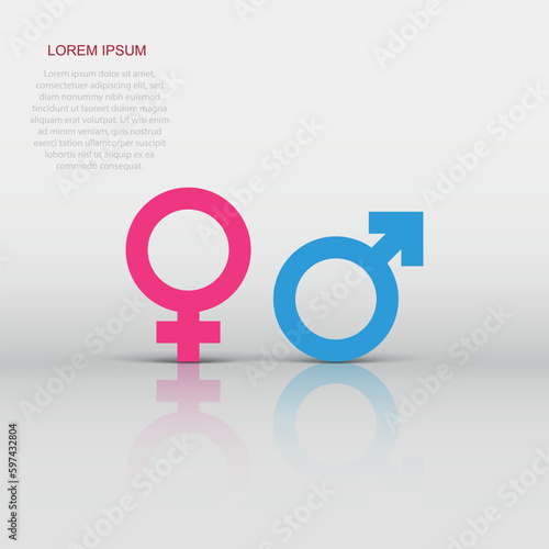 Vector gender icon in flat style. Men and women sign illustration pictogram. Sex business concept.